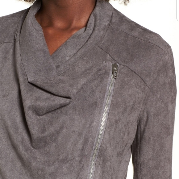 NWT Blank NYC Gray Faux Suede Drape Front Moto XS‎ - Picture 3 of 10